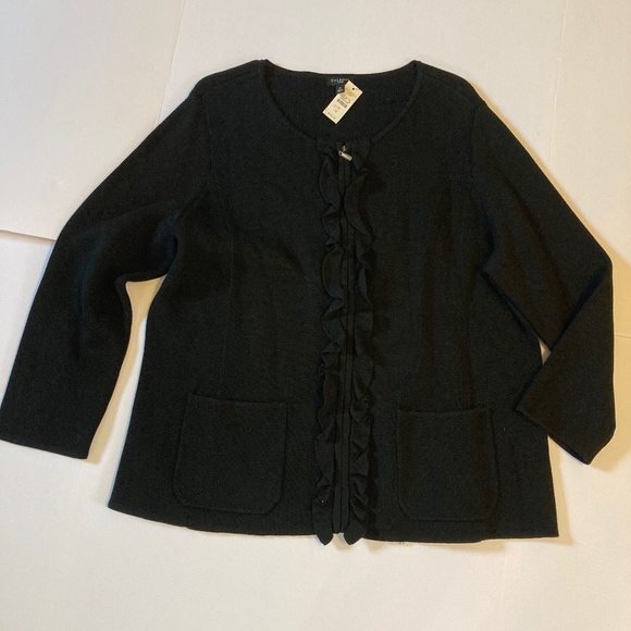Talbot’s Zip Up cardigan sweater ruffled front NEW - Picture 1 of 7